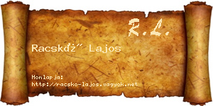 Racskó Lajos névjegykártya